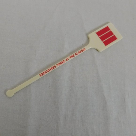 Executives Three at the Classic Set of 5 Swizzle Stir Sticks Off White Red Roman - Picture 10 of 11